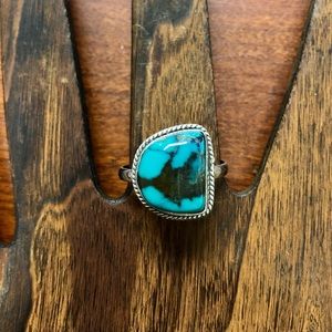 Sterling Silver Ring 925 Raw Turquoise Stone Boho
